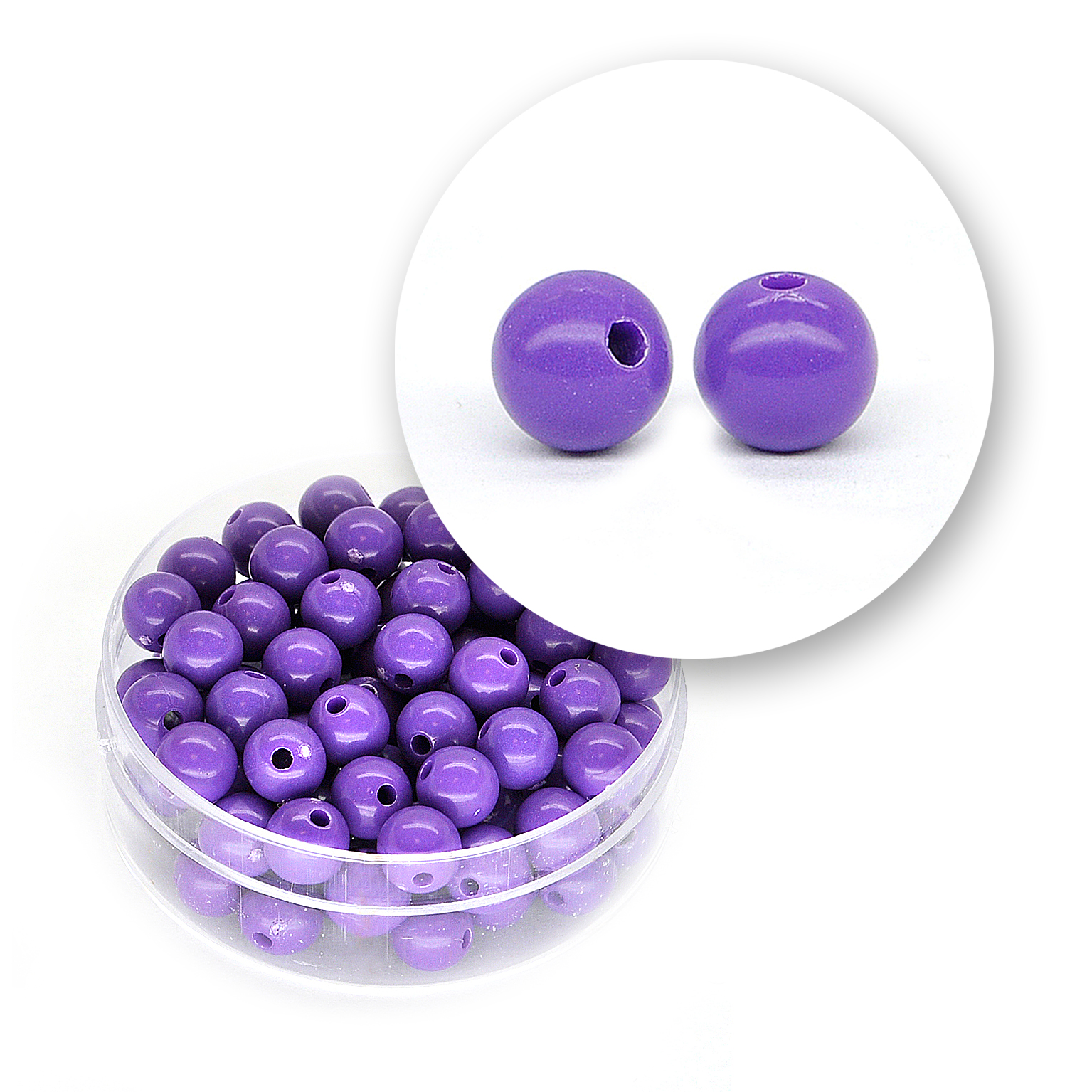 Perle liscie acrilico (12 grammi) ø 6 mm - Viola