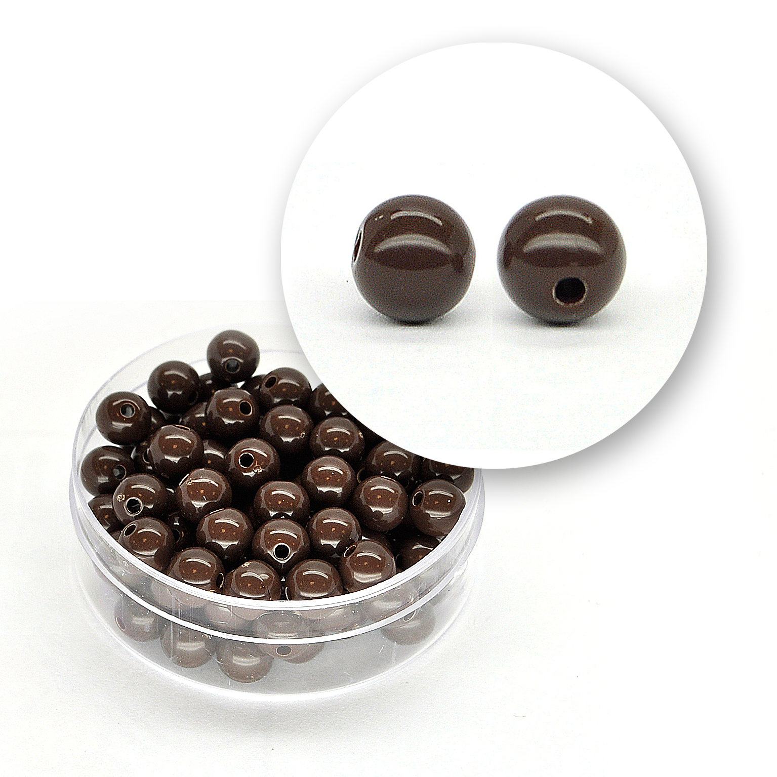 Smooth acrylic bead (12 grams) ø 6 mm - Brown