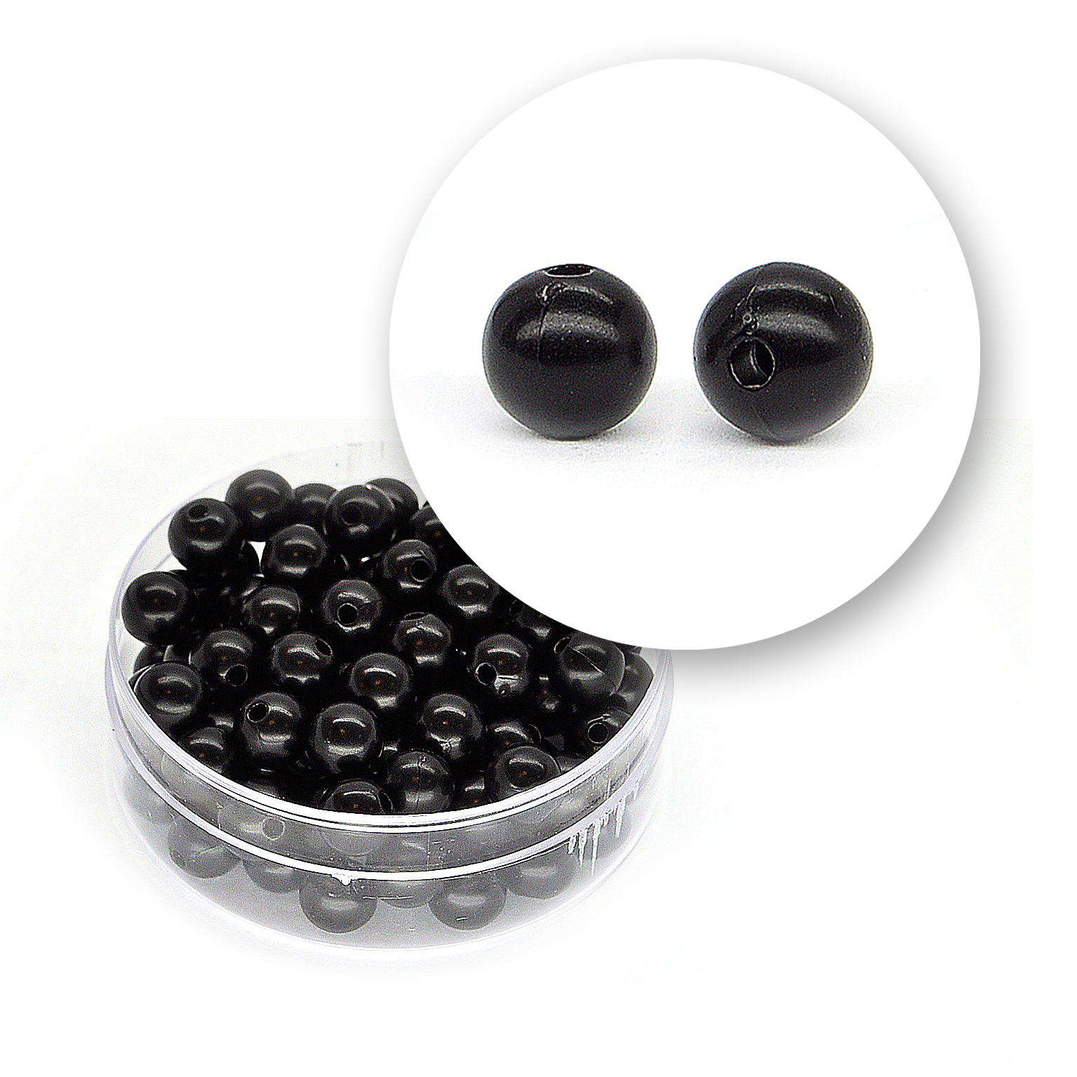 Smooth acrylic bead (12 grams) ø 6 mm - Black