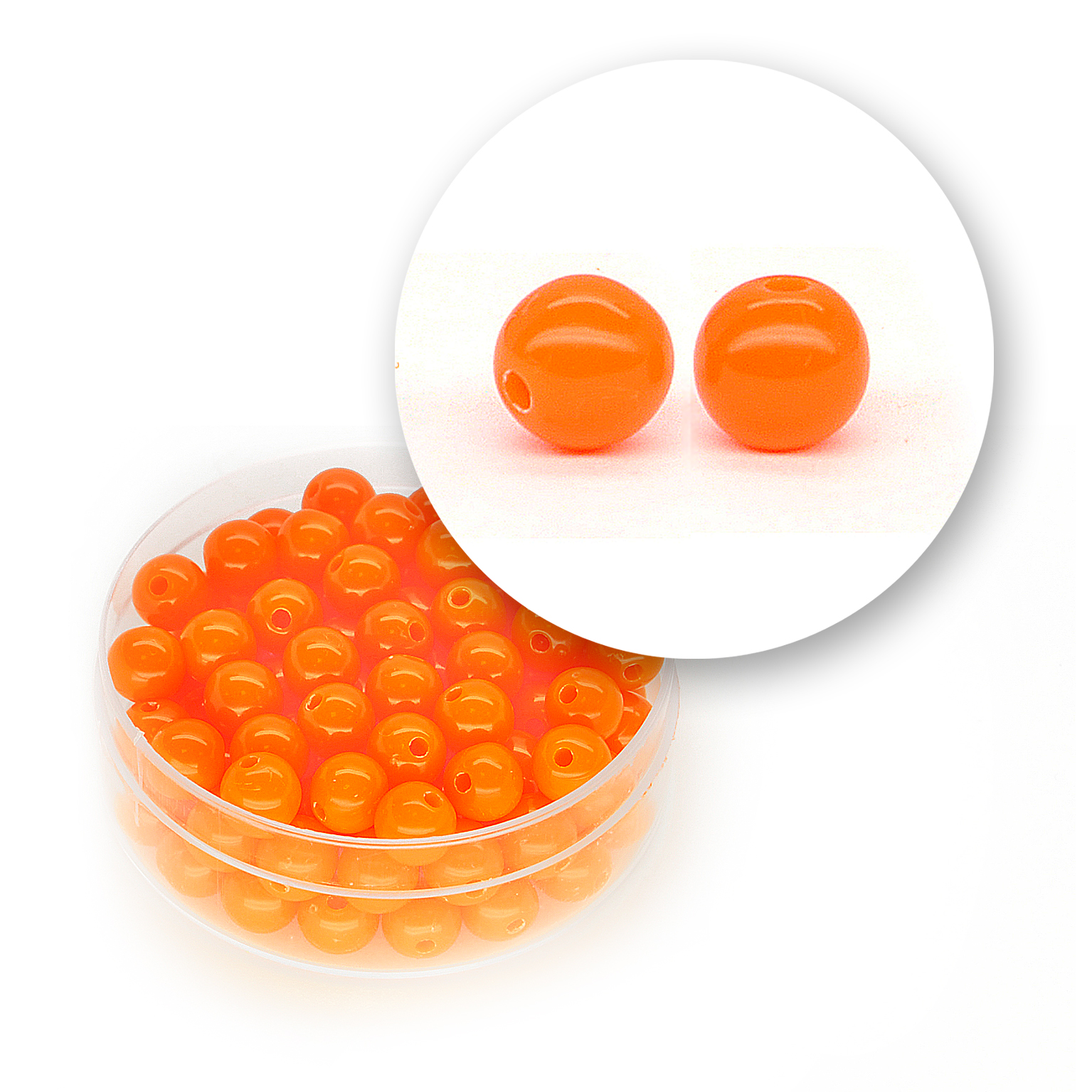 Smooth acrylic bead (12 grams) ø 6 mm - Fluo orange