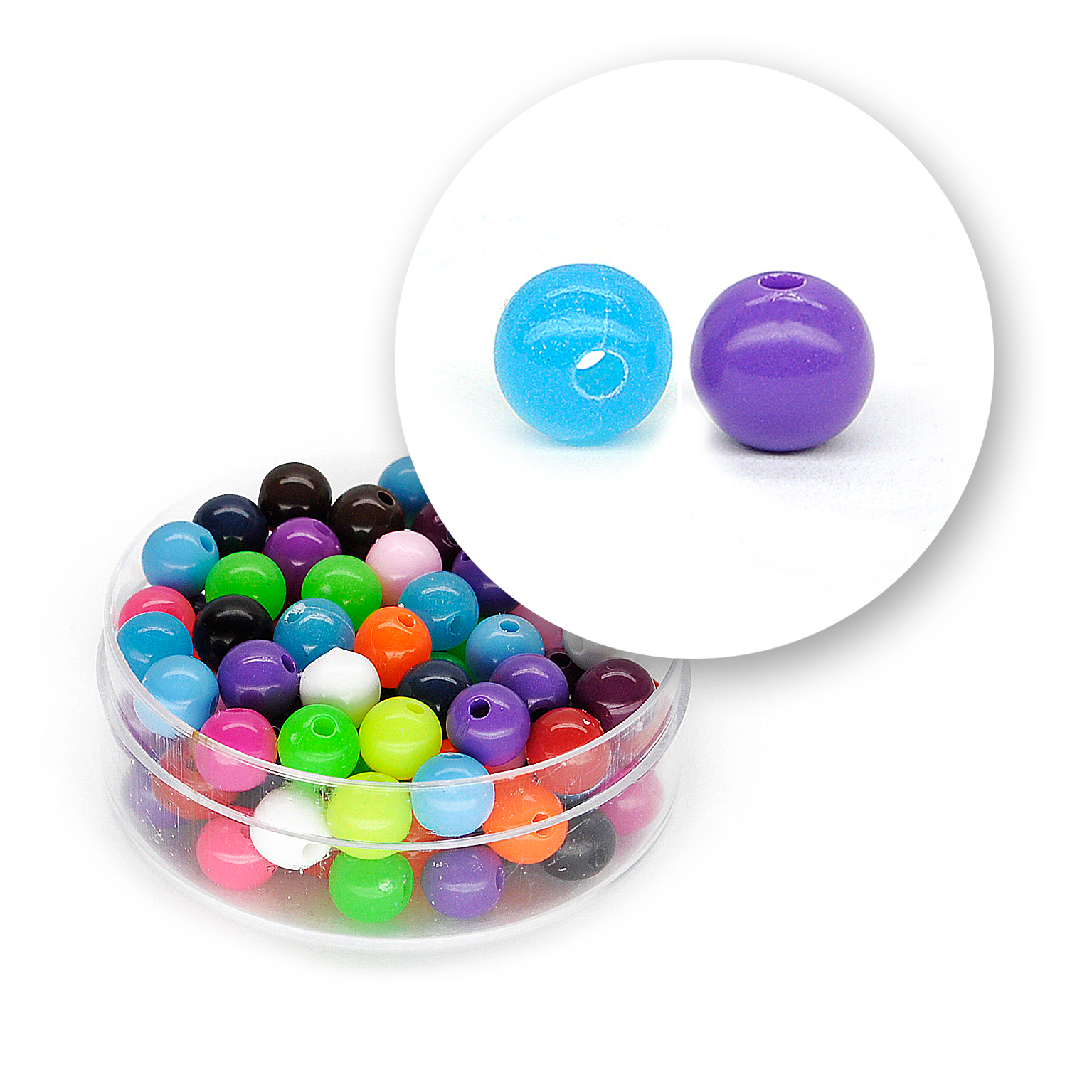 Perle liscie acrilico (12 grammi) ø 6 mm - Multicolor