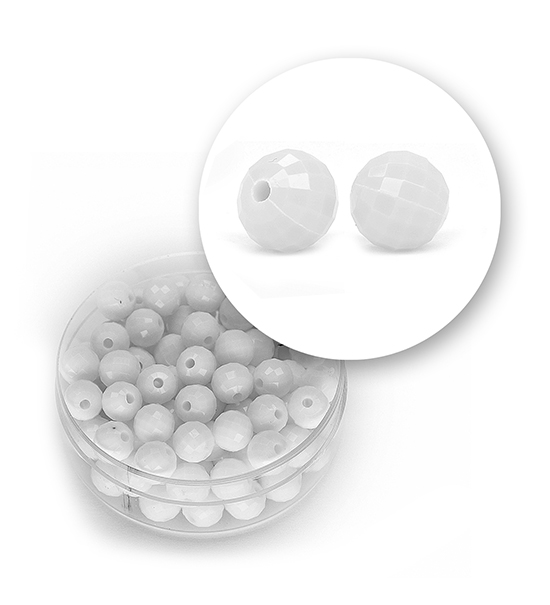 Perle sfaccettate acrilico (12 grammi) 6 mm - Bianco