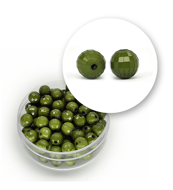 Faceted acrylic beads (12 grams) Ø 6 mm - Olive green