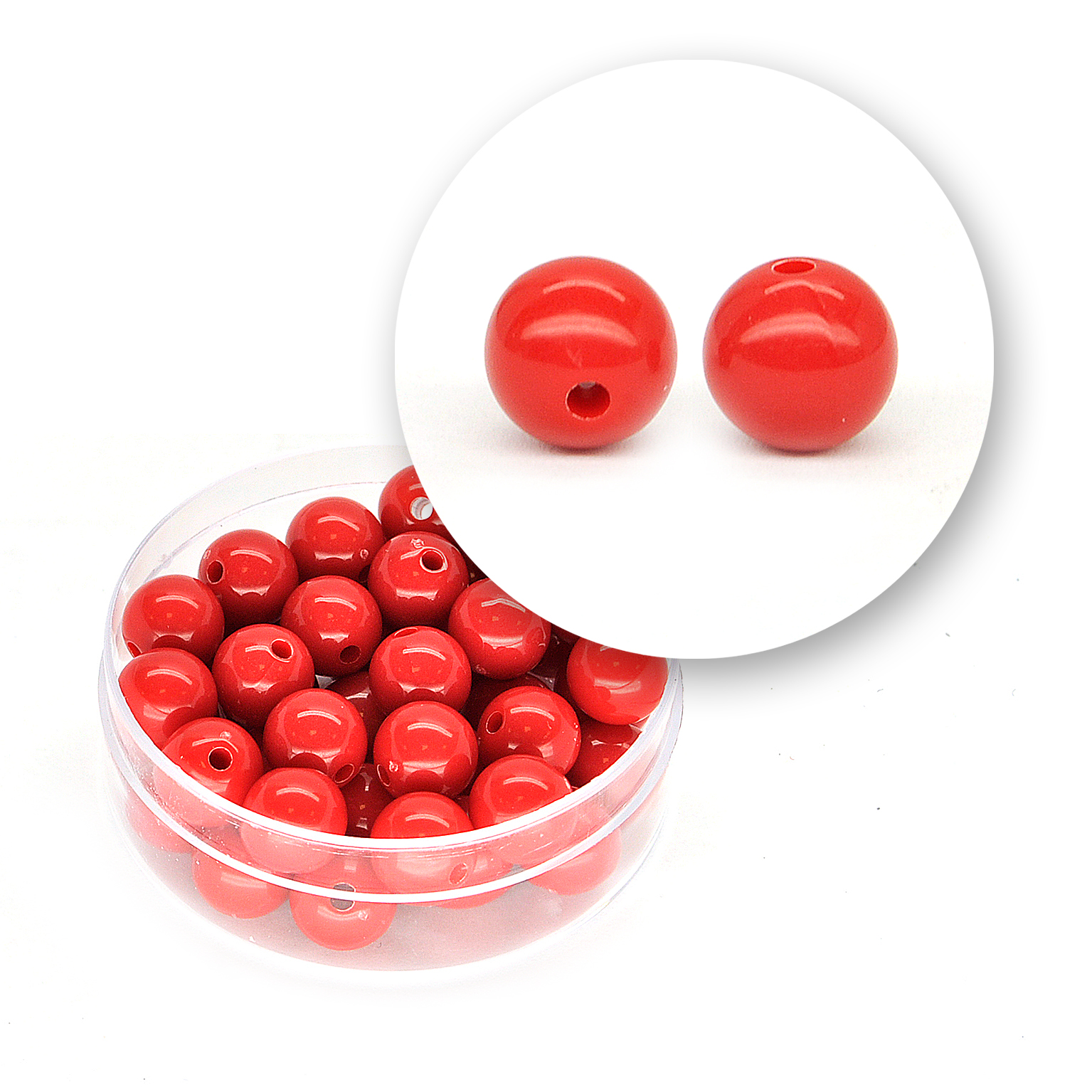 Perlas acrílico liso (11 gramos) de 8 mm ø - Rojo