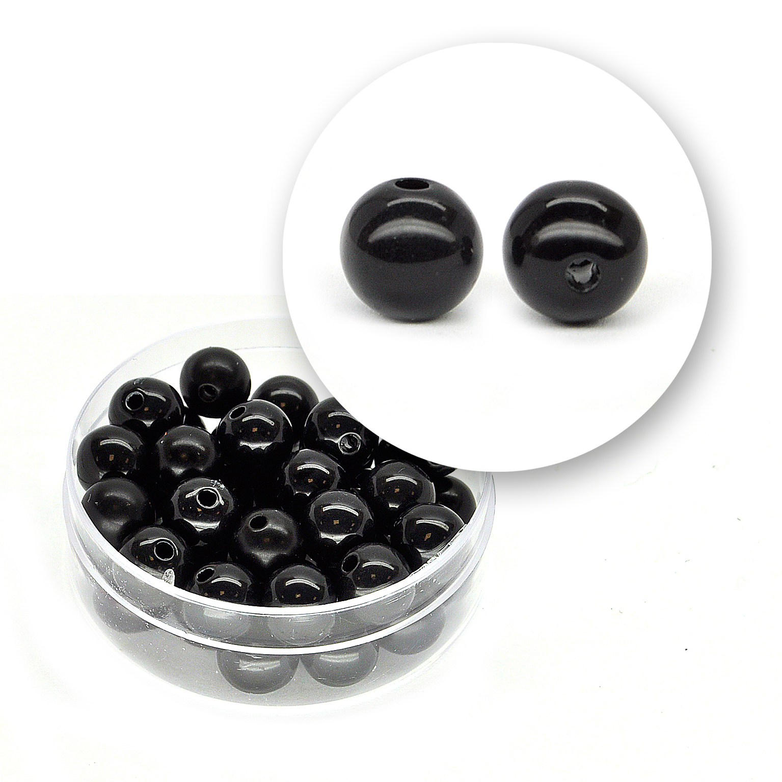 Perlas acrílico liso (11 gramos) de 8 mm ø - Negro