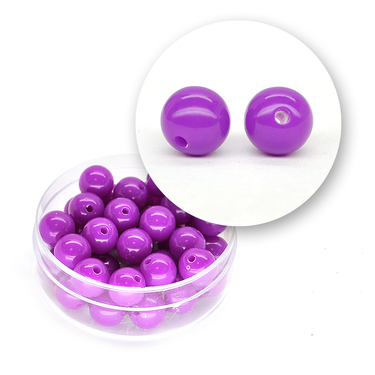Smooth acrylic bead (11 grams) ø 8 mm -Fluo purple
