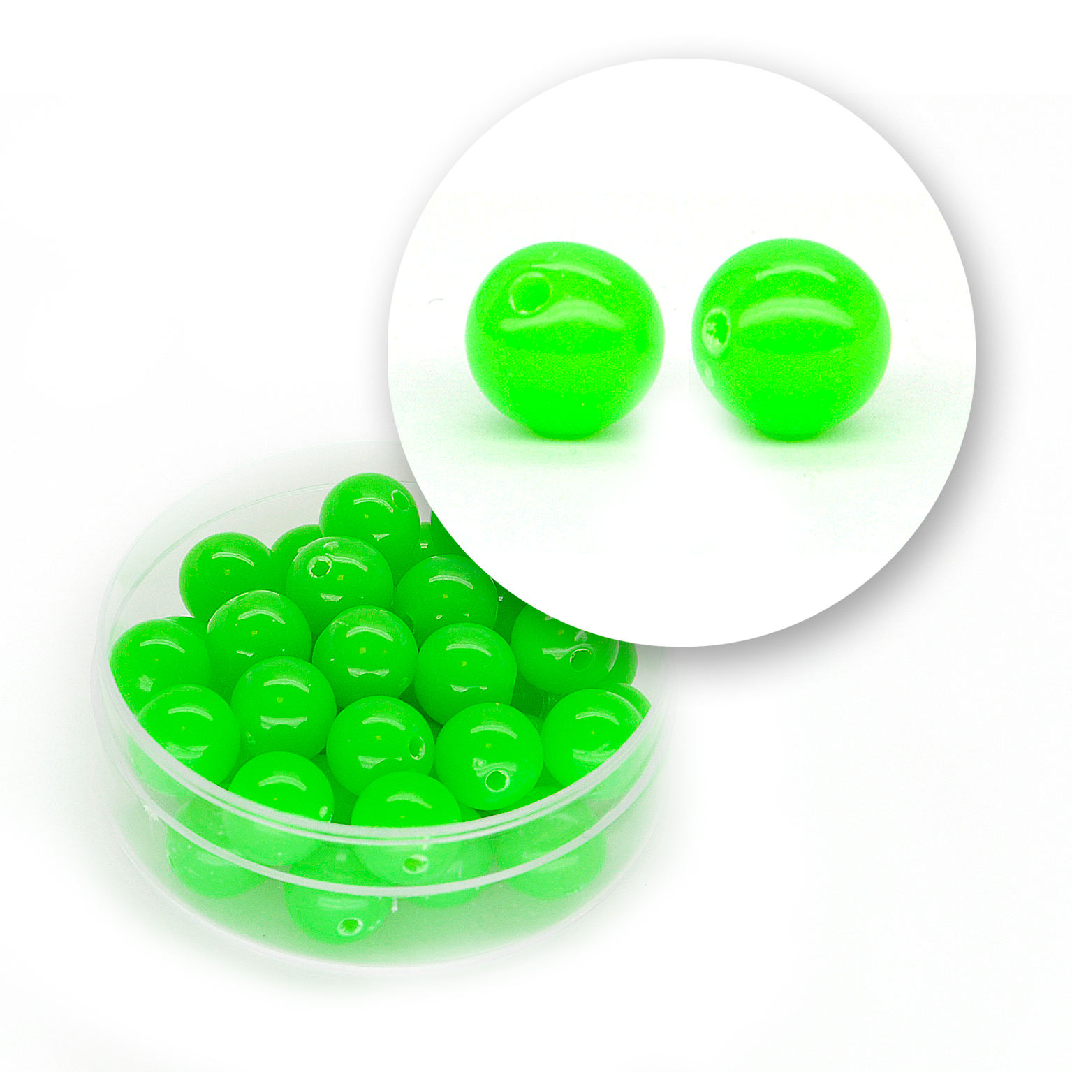 Perle liscie acrilico (11,5 grammi) ø 8 mm - Verde fluo
