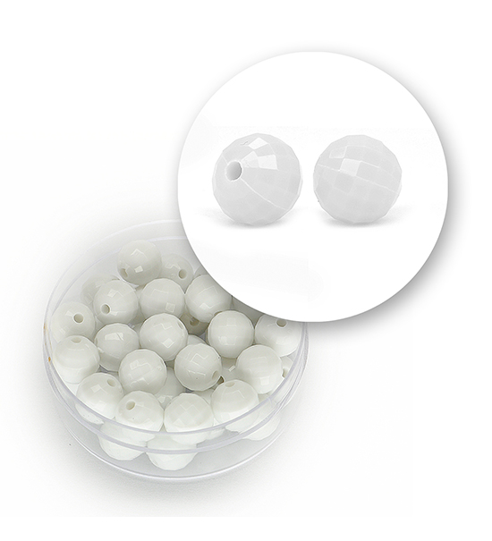 Perle sfaccettate acrilico (11,3 grammi) 8 mm - Bianco