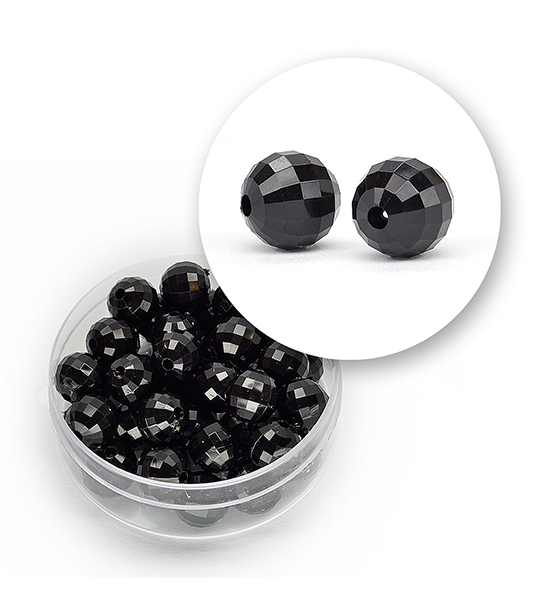Faceted acrylic beads (11 grams) Ø 8 mm - Black
