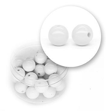 Perle liscie acrilico (17,3 grammi) ø 10 mm - Bianco