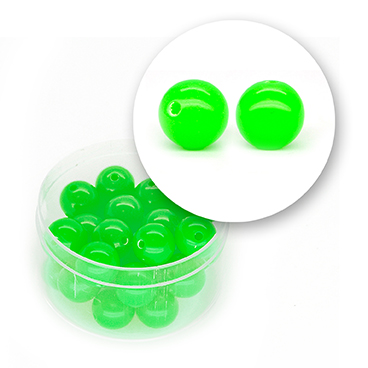 Perle liscie acrilico (17,3 grammi) ø 10 mm - Verde fluo