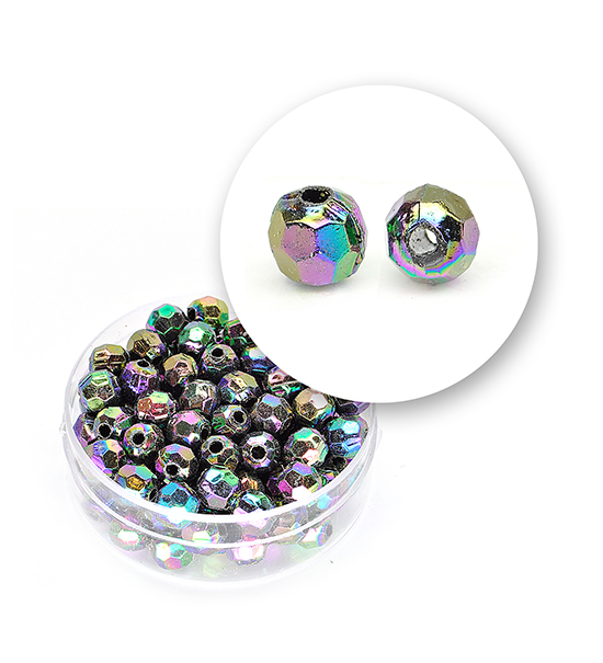 Perle sfaccettate plastica colore AB (9 g) Ø 6 mm - Scarabeo