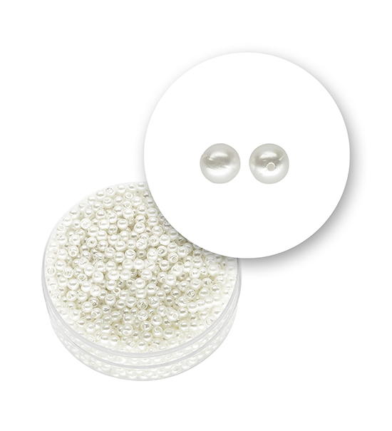 Perla "esférico" (9,2 gramos) de Ø 2 mm - Blanco Perlado