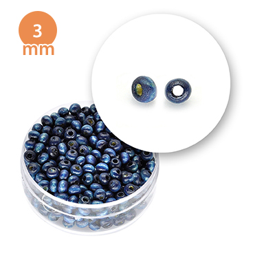 Perla tonda in legno colorata (7,7 grammi) 3 mm ø - Blu