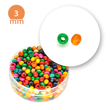 Perla tonda in legno colorata (7,7 grammi) 3 mm ø - Mixcolor