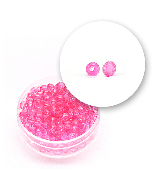 Transparent faceted beads (11 grams) Ø 4 mm - Fuchsia