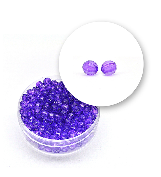 Transparent faceted beads (11 grams) Ø 4 mm - Purple