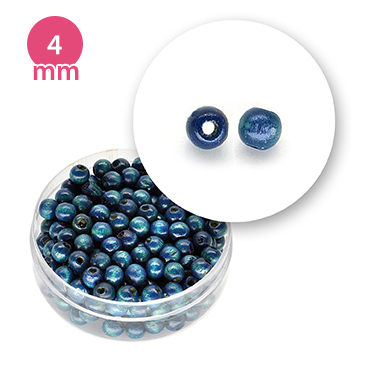 Perla tonda in legno colorata (7,5 grammi) 4 mm ø - Blu