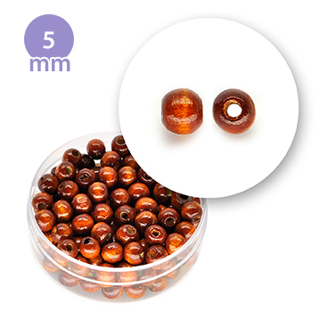 Perla tonda in legno colorata (7 grammi) 5 mm ø - Marrone