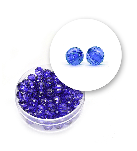 Transparent faceted beads (12 grams) Ø 6 mm - Blue