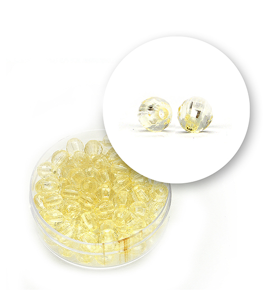 Perle sfaccettate trasparenti (12 grammi) Ø 6 mm - Avorio
