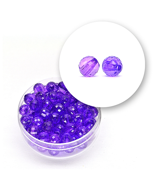 Transparent faceted beads (12 grams) Ø 6 mm - Purple