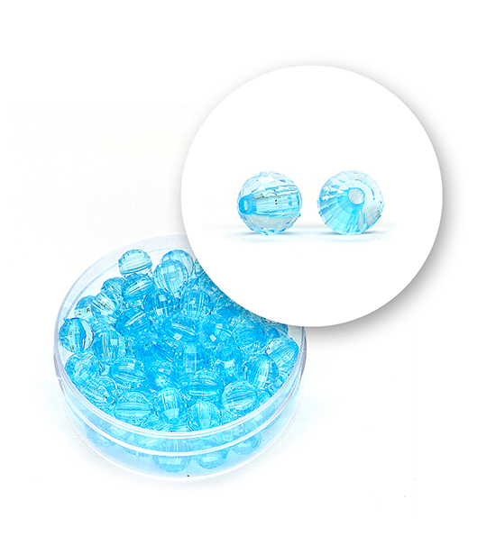 Transparent faceted beads (12 grams) Ø 6 mm - Sky