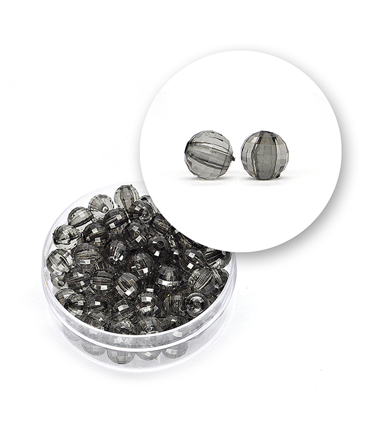 Perle sfaccettate trasparenti (12 grammi) Ø 6 mm - Nero