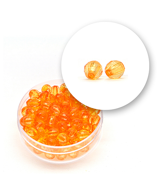 Transparent faceted beads (12 grams) Ø 6 mm - Orange