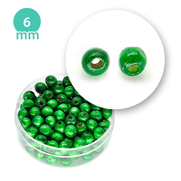Perla tonda in legno colorata (6,6 grammi) 6 mm ø - Verde