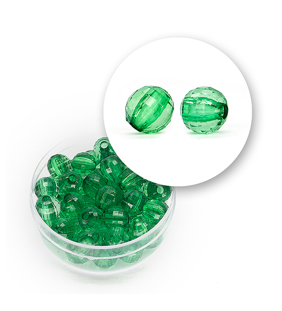 Transparent faceted beads (11.3 g) 8 mm - Dark green