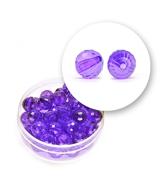 Transparent faceted beads (11.3 g) 8 mm - Purple