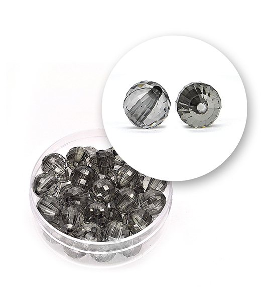 Perle sfaccettate trasparenti (11,3 grammi) Ø 8 mm - Nero
