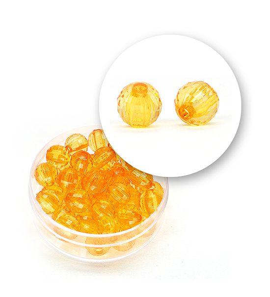 Transparent faceted beads (11.3 g) 8 mm - Orange