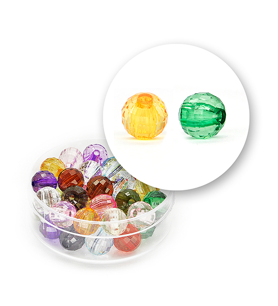 Perle sfaccettate trasparenti (11,3 grammi) Ø 8 mm - Multicolor