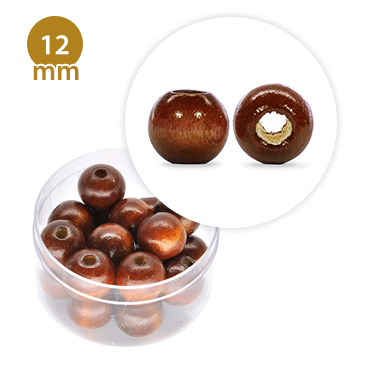 Perla tonda in legno colorata (11,7 grammi) 12 mm ø - Marrone