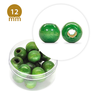Perla tonda in legno colorata (11,7 grammi) 12 mm ø - Verde
