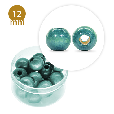 Perla tonda in legno colorata (11,7 grammi) 12 mm ø - Turchese