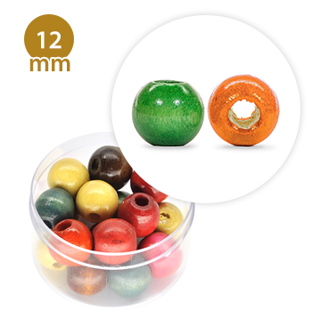 Perla tonda in legno colorata (11,7 grammi) 12 mm ø - Mixcolor