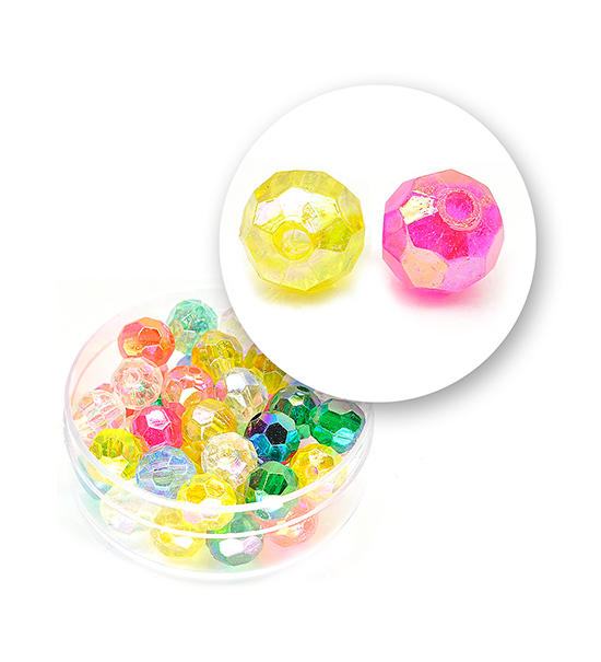 Perle sfaccettata plastica colore AB (9 g) Ø 8 mm - Multicolor