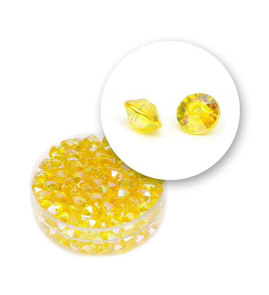 Faceted diamonds beads col. AB (11 grams) 6x4 mm - Yellow