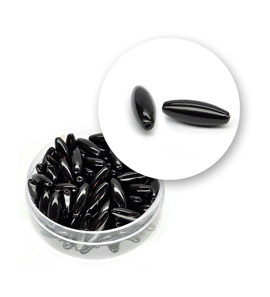 Perle nere chicco di riso (10,4 grammi) - ø 4x12 mm
