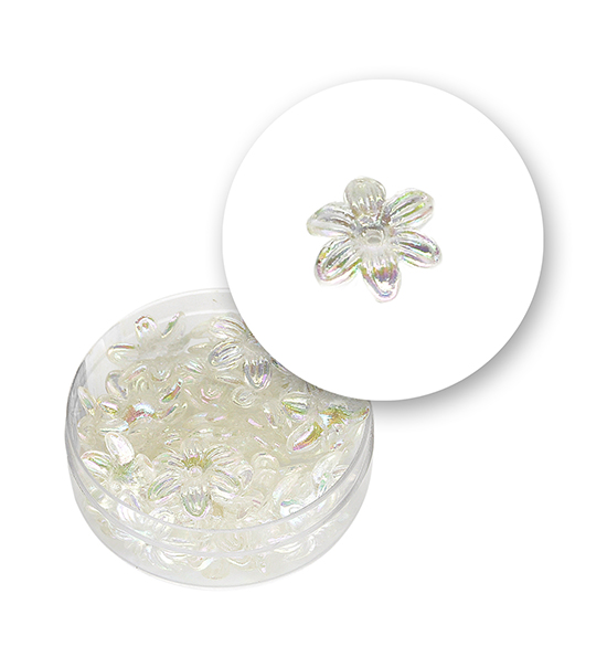 Perle "corolla a 6 petali" (6,5 grammi) 15x2 mm - Trasparente