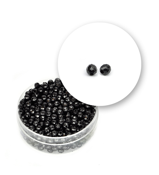 Perle nere tonde sfaccettate (9 grammi) - ø 3 mm