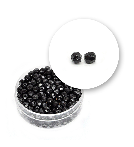 Perle nere tonde sfaccettate (11 grammi) - ø 4 mm