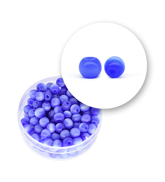 Perle vetro "occhi di gatto" (23 grammi) Ø 5 mm - Blu