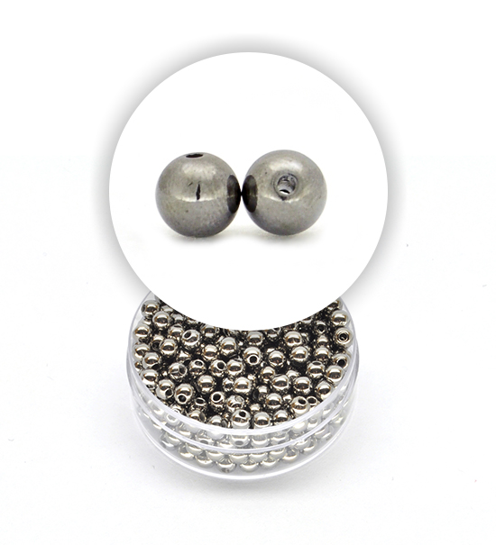 Perle tonde metalizzate (1 scatolina) 4 mm - Piombo