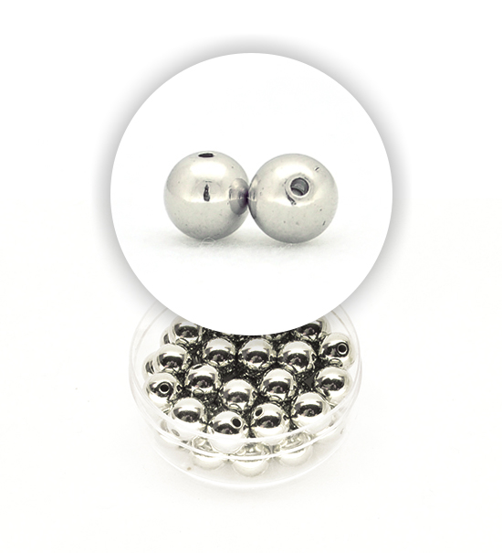 Perle tonde metalizzate (1 scatolina) 8 mm - Acciaio