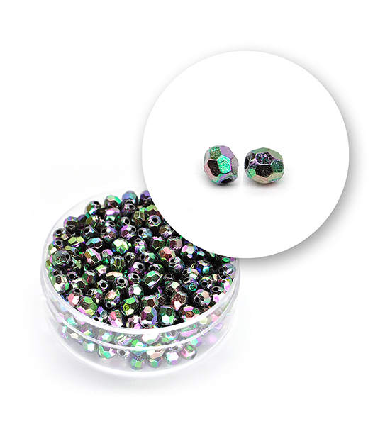 Perle sfaccettate plastica colore AB (9,6 g) Ø 4 mm - Scarabeo