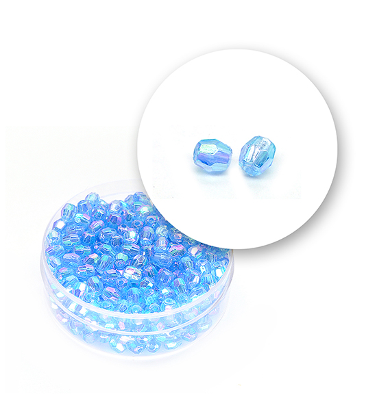 Perle sfaccettate plastica colore AB (9,6 g) Ø 4 mm - Cielo